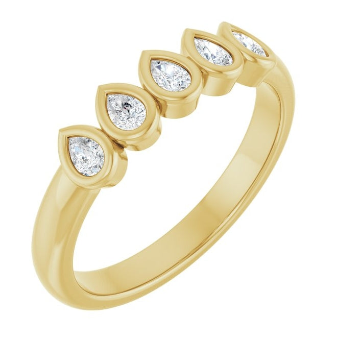 14K Yellow Or White Gold Pear 3 X 2 Mm Polished 3/8 Ctw Lab-Grown Diamond Anniversary Band