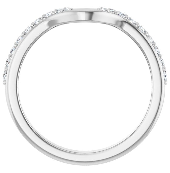 14K White Gold Round 1.5 Mm Polished 1/5 Ctw Natural Diamond Contour Band Size 7