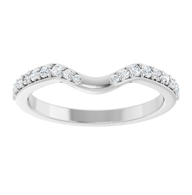 14K White Gold Round 1.5 Mm Polished 1/5 Ctw Natural Diamond Contour Band Size 7