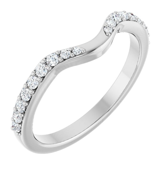 14K White Gold Round 1.5 Mm Polished 1/5 Ctw Natural Diamond Contour Band Size 7