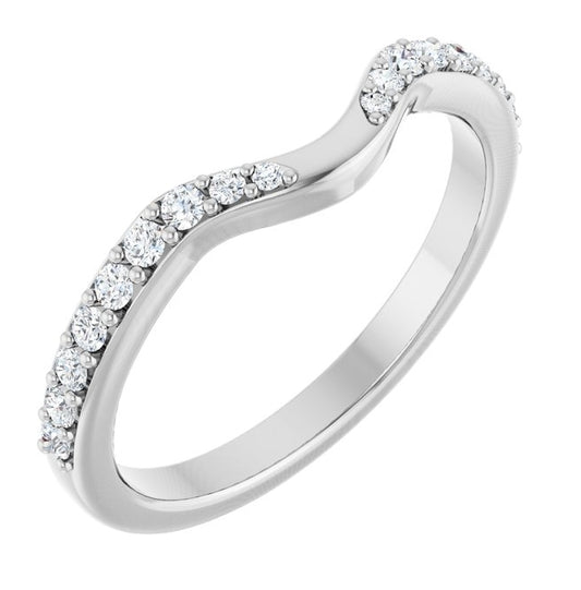 14K White Gold Round 1.5 Mm Polished 1/5 Ctw Natural Diamond Contour Band Size 7