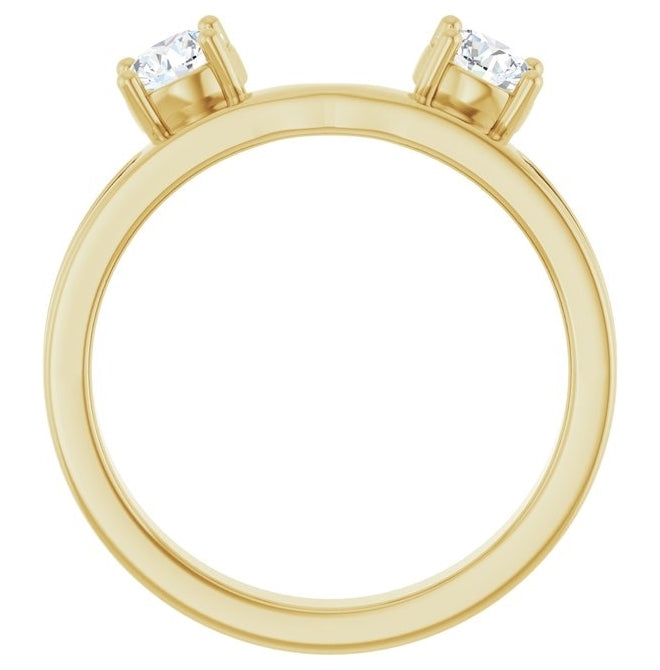 14K Yellow Gold Round 4.1 Mm Polished 5/8 Ctw Natural Diamond Wrap-Style Ring Enhancer Size 7