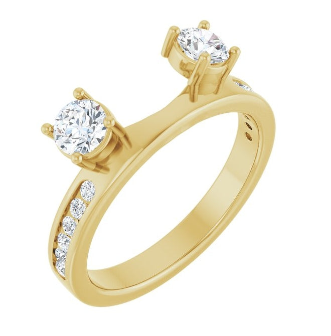 14K Yellow Gold Round 4.1 Mm Polished 5/8 Ctw Natural Diamond Wrap-Style Ring Enhancer Size 7