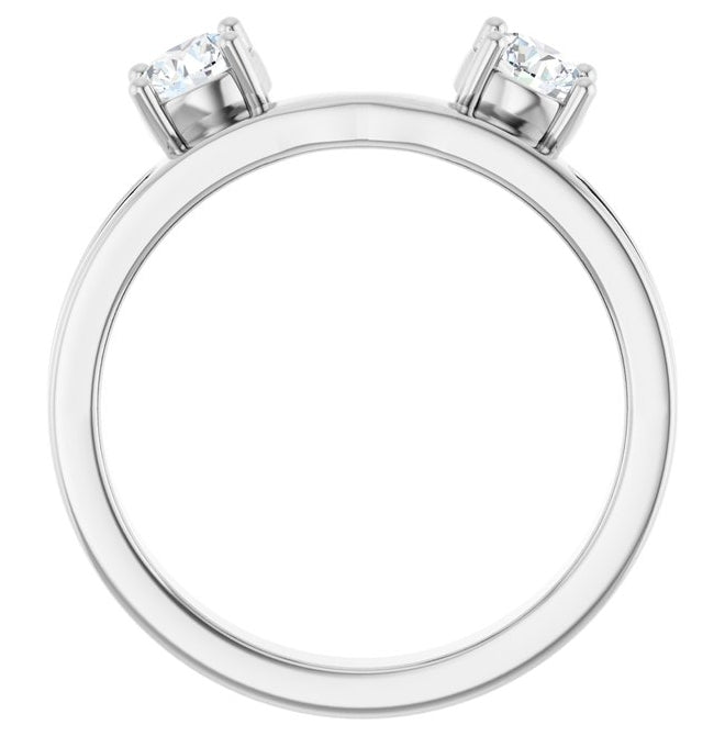 14K White Gold Round 4.1 Mm Polished 5/8 Ctw Lab-Grown  Diamond Wrap-Style Ring Enhancer Size 7