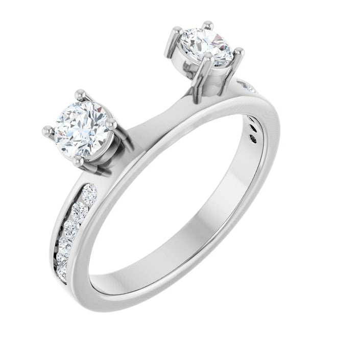 14K White Gold Round 4.1 Mm Polished 5/8 Ctw Lab-Grown  Diamond Wrap-Style Ring Enhancer Size 7