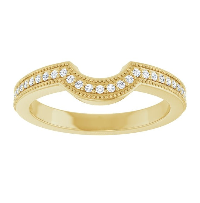 14K Yellow Gold Round 1 Mm Polished 1/8 Ctw Natural Diamond Contour Band Size 7