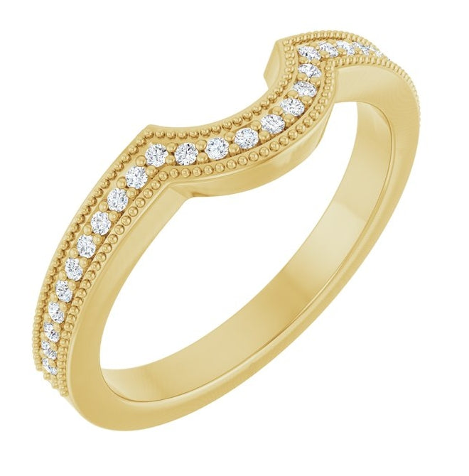 14K Yellow Gold Round 1 Mm Polished 1/8 Ctw Natural Diamond Contour Band Size 7