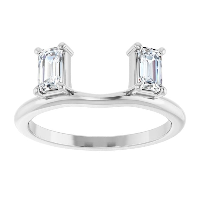 14K Yellow Or White Gold Emerald 5 X 3 Mm Polished 3/4 Ctw Lab-Grown Wrap-Style Enhancer Ring