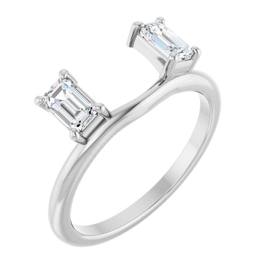 14K Yellow Or White Gold Emerald 5 X 3 Mm Polished 3/4 Ctw Lab-Grown Wrap-Style Enhancer Ring