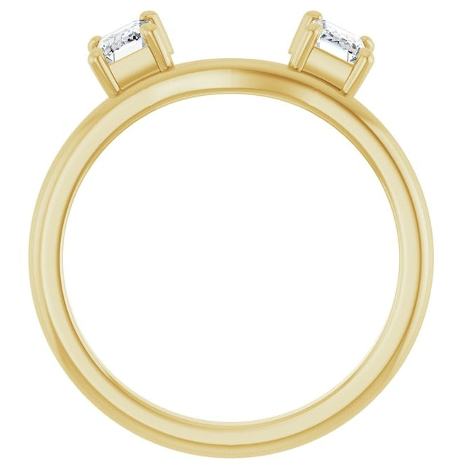14K Yellow Or White Gold Emerald 5 X 3 Mm Polished 3/4 Ctw Lab-Grown Wrap-Style Enhancer Ring