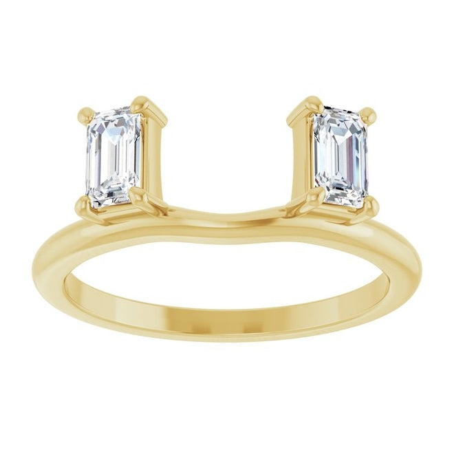14K Yellow Or White Gold Emerald 5 X 3 Mm Polished 3/4 Ctw Lab-Grown Wrap-Style Enhancer Ring