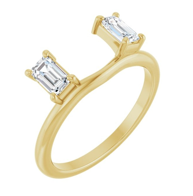 14K Yellow Or White Gold Emerald 5 X 3 Mm Polished 3/4 Ctw Lab-Grown Wrap-Style Enhancer Ring