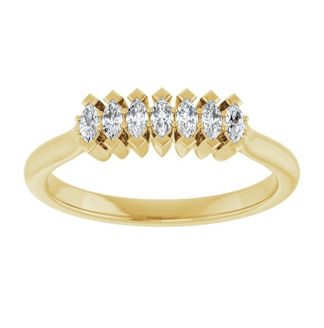 14K Yellow Or White Gold Marquise 3 X 1.5 Mm Polished 1/4 Ctw Lab-Grown Diamond Anniversary Band