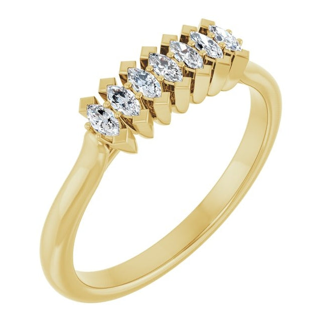 14K Yellow Or White Gold Marquise 3 X 1.5 Mm Polished 1/4 Ctw Lab-Grown Diamond Anniversary Band