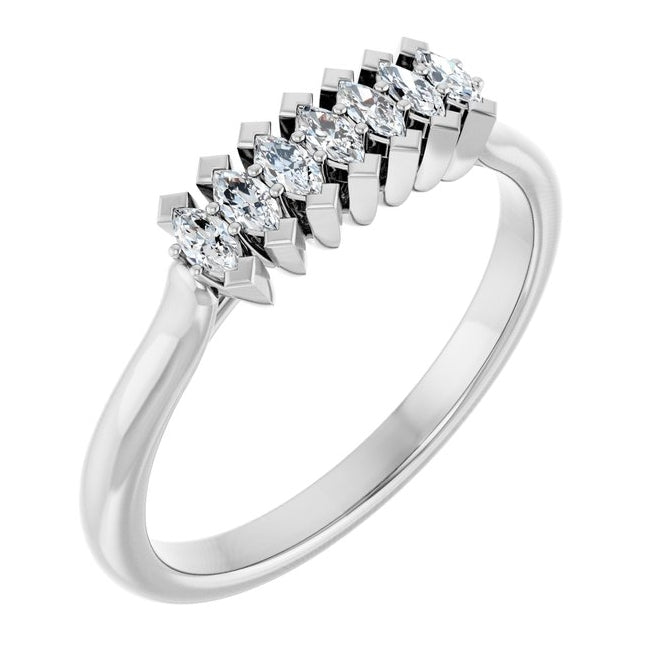 14K Yellow Or White Gold Marquise 3 X 1.5 Mm Polished 1/4 Ctw Lab-Grown Diamond Anniversary Band