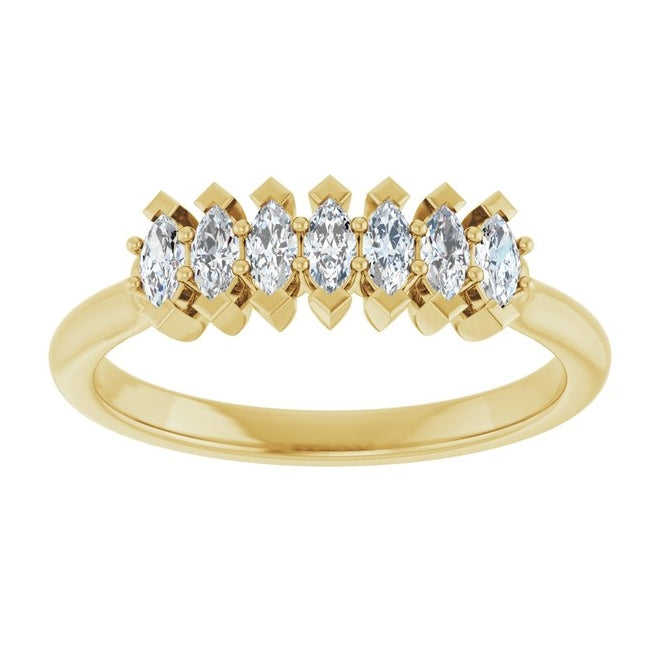 14K Yellow Or White Gold Marquise 3.5 X 1.75 Mm Polished 1/3 Ctw Lab-Grown Diamond Anniversary Band