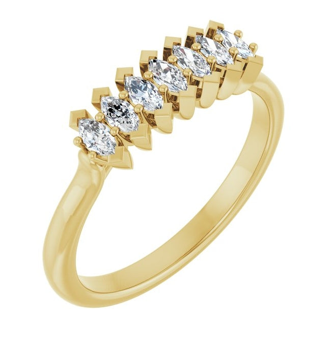 14K Yellow Or White Gold Marquise 3.5 X 1.75 Mm Polished 1/3 Ctw Lab-Grown Diamond Anniversary Band