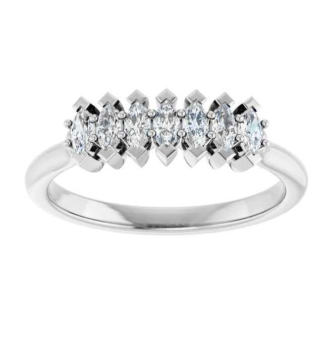 14K Yellow Or White Gold Marquise 3.5 X 1.75 Mm Polished 1/3 Ctw Lab-Grown Diamond Anniversary Band