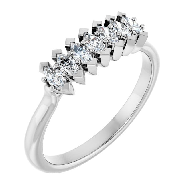 14K Yellow Or White Gold Marquise 3.5 X 1.75 Mm Polished 1/3 Ctw Lab-Grown Diamond Anniversary Band