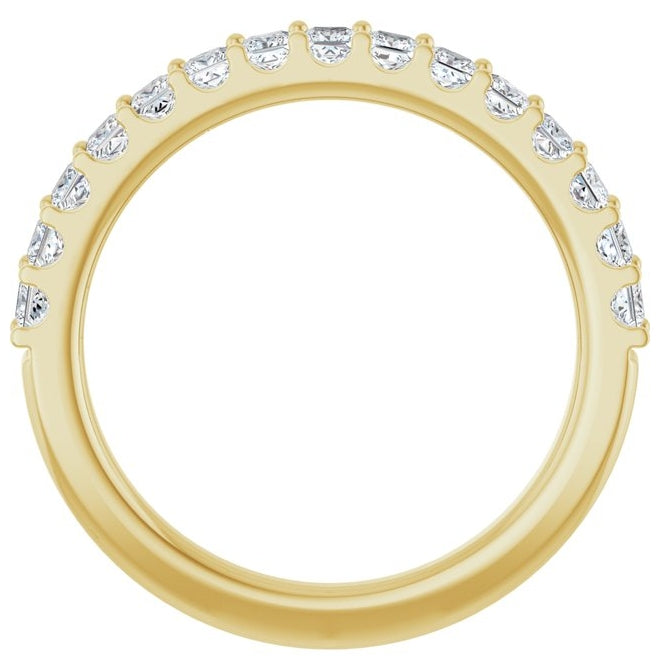 14K Yellow Gold Square 2 Mm Polished 5/8 Ctw Natural Diamond Anniversary Band Size 7