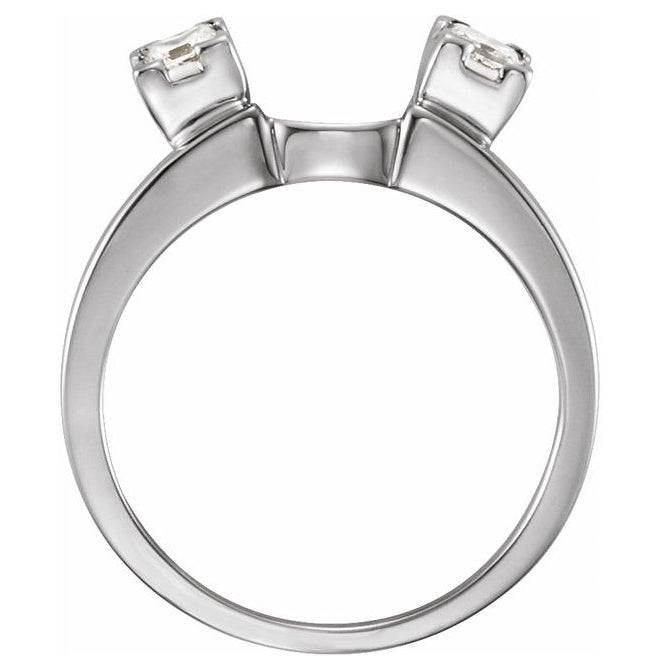 14K White Gold Square 3 X 3 Mm Polished 1/3 Ctw Natural Diamond Wrap-Style Enhancer Size 7