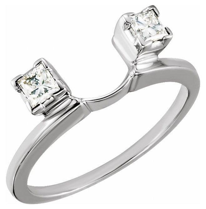14K White Gold Square 3 X 3 Mm Polished 1/3 Ctw Natural Diamond Wrap-Style Enhancer Size 7
