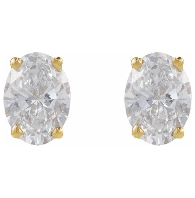 14K Yellow Gold Oval  5 X 3Mm Vs, G-H Tension Back 4-Prong Polished 1/4 Ct Natural Diamond Lightweight Earring
