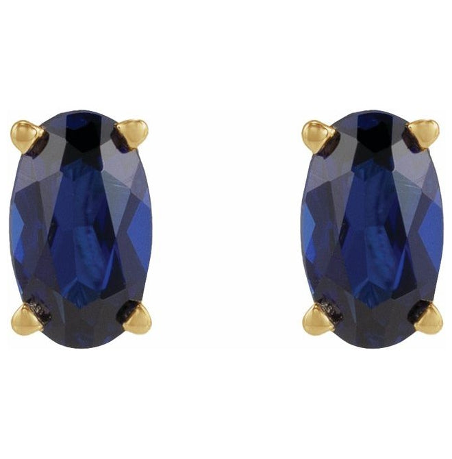 14K Yellow Gold Oval Tension Back 4-Prong Polished Lab-Grown Gem Lightweight Earring
