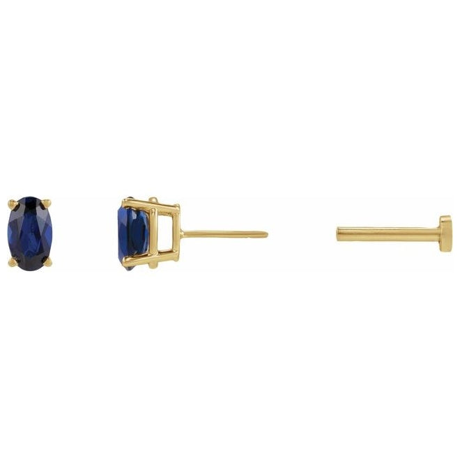 14K Yellow Gold Oval Tension Back 4-Prong Polished Lab-Grown Gem Lightweight Earring