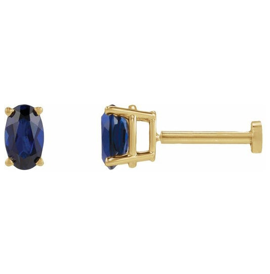 14K Yellow Gold Oval Tension Back 4-Prong Polished Lab-Grown Gem Lightweight Earring