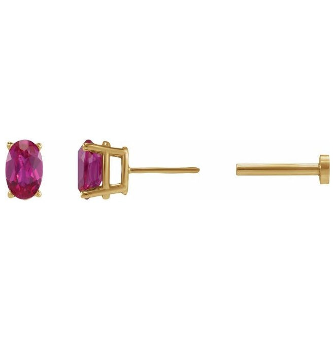 14K Yellow Gold Oval Tension Back 4-Prong Polished Lab-Grown Gem Lightweight Earring