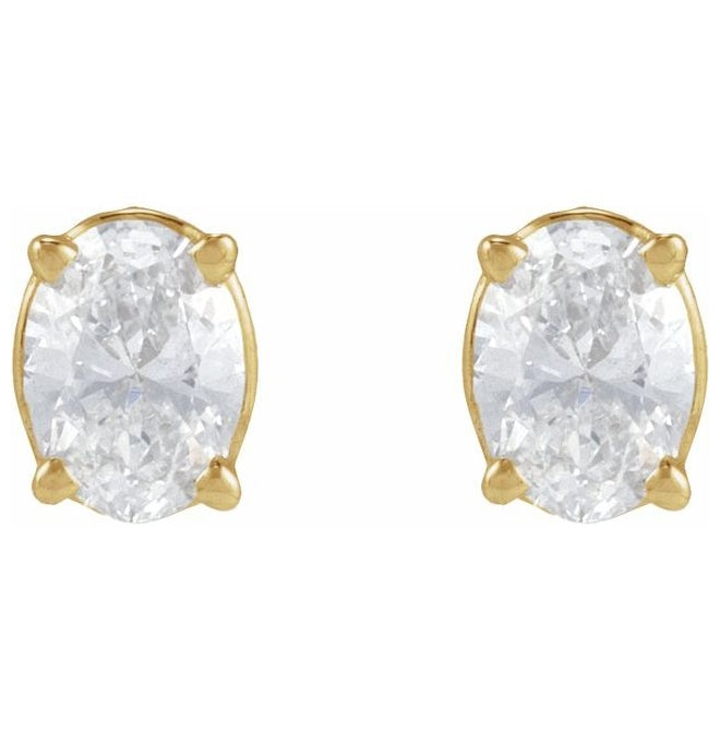 14K Yellow Gold Oval  4 X 3Mm Vs, G-H Tension Back 4-Prong Polished 1/6 Ct Natural Diamond Lightweight Earring