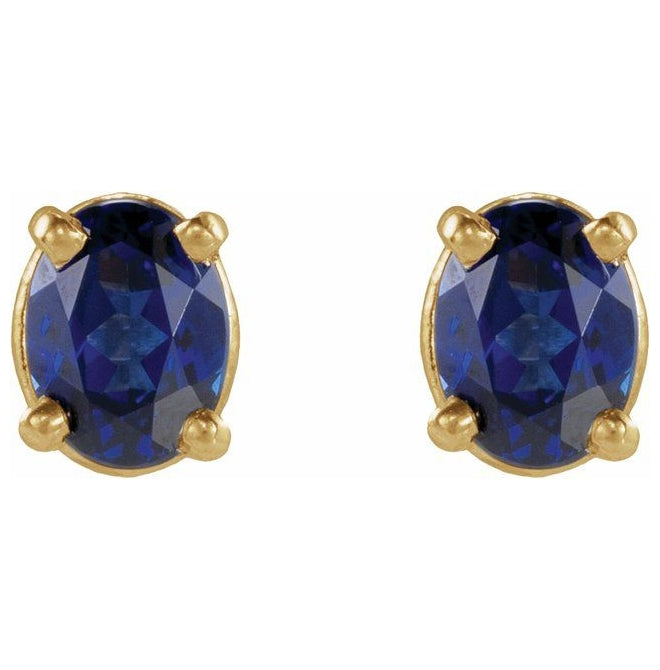 14K Yellow Gold Oval Tension Back 4-Prong Polished Lab-Grown Gem Lightweight Earring
