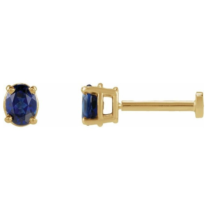 14K Yellow Gold Oval Tension Back 4-Prong Polished Lab-Grown Gem Lightweight Earring