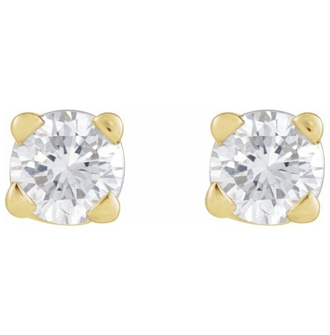 14K Yellow Gold Round 2.5Mm I1, G-H Tension Back 4-Prong Polished .06 Ct Natural Diamond Lightweight Earring