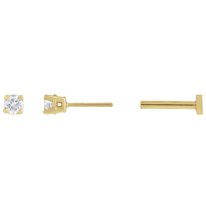 14K Yellow Gold Round 2.5Mm I1, G-H Tension Back 4-Prong Polished .06 Ct Natural Diamond Lightweight Earring
