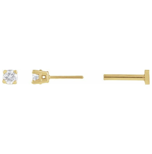 14K Yellow Gold Round 2.5Mm I1, G-H Tension Back 4-Prong Polished .06 Ct Natural Diamond Lightweight Earring