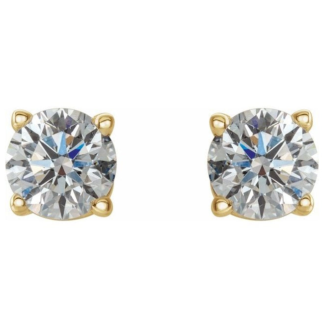 14K Yellow Gold Round 4Mm I3, G-H Friction Backs 4-Prong Polished 1/2 Ctw Natural Diamond Stud Earrings
