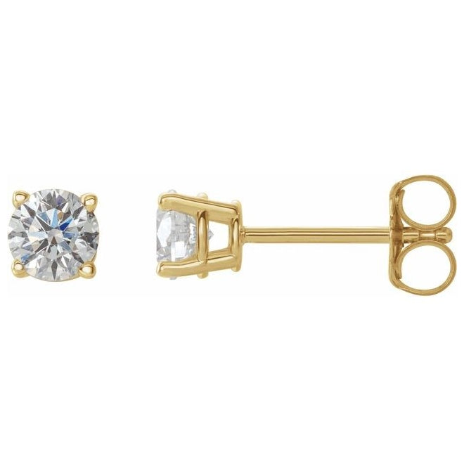 14K Yellow Gold Round 4Mm I3, G-H Friction Backs 4-Prong Polished 1/2 Ctw Natural Diamond Stud Earrings