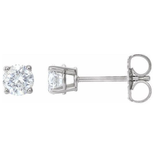 Platinum Round 4.5Mm Si2-Si3, G-H Friction Backs 4-Prong Polished 3/4 Ctw Natural Diamond Stud Earrings