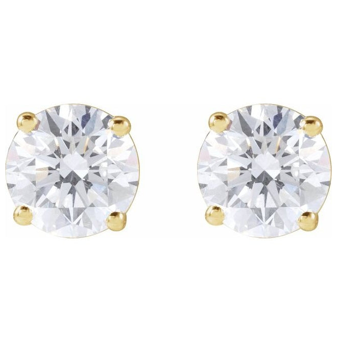 14K Yellow Gold Round 5.75Mm I1, G-H Friction Backs 4-Prong Polished 1 1/2 Ctw Natural Diamond Stud Earrings