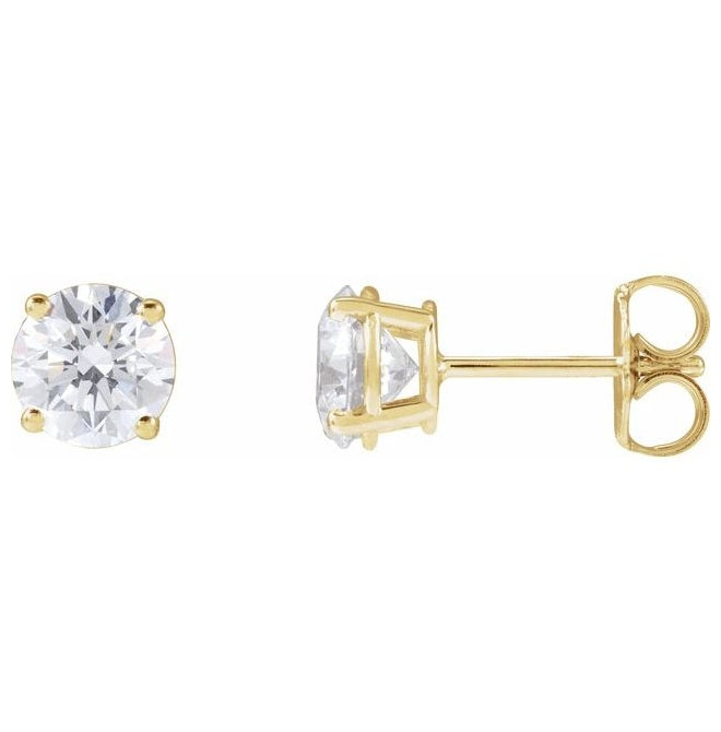 14K Yellow Gold Round 5.75Mm I1, G-H Friction Backs 4-Prong Polished 1 1/2 Ctw Natural Diamond Stud Earrings