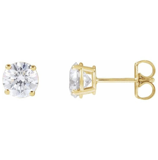 14K Yellow Gold Round 5.75Mm I1, G-H Friction Backs 4-Prong Polished 1 1/2 Ctw Natural Diamond Stud Earrings