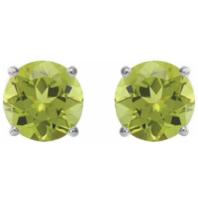 Sterling Silver Round 6 Mm Friction Backs 4-Prong Polished Natural Peridot Stud Earrings