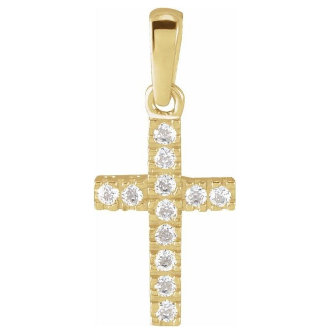14K Yellow Gold Round 1.2 Mm Polished Cz Cross Pendant