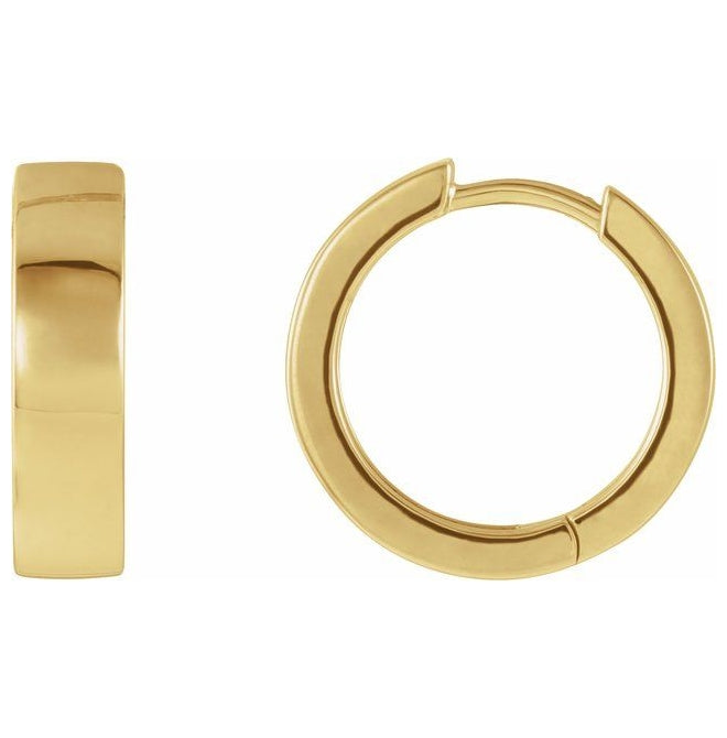 14K Yellow Gold 16.5 Mm x 4 Mm Each Hinged Polished Hinged Earring