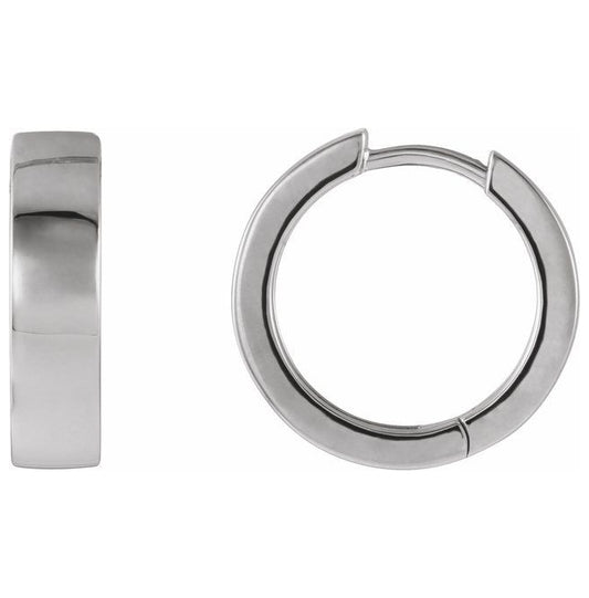 14K White Gold 16.5 Mm x 4 Mm Pair Hinged Polished Hinged Earrings