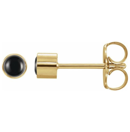 14K Yellow Gold Natural Black Onyx Bezel-Set Earring