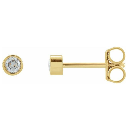 14K Yellow Gold Pair Friction Backs  Polished 1 Ctw Lab-Grown Diamond Micro Bezel Earrings