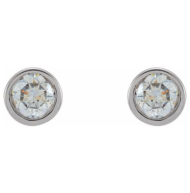 14K Yellow Gold Pair Friction Backs  Polished 1 Ctw Lab-Grown Diamond Micro Bezel Earrings